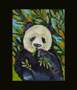 Картина "Панда", чёрный фон